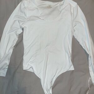 Nuuds White Scoop Neck Bodysuit